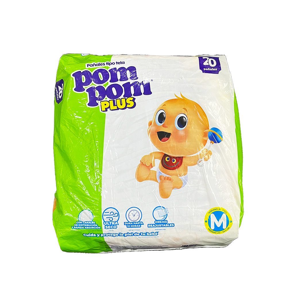 Pañal P/bebe Pom Pom Medi 20u