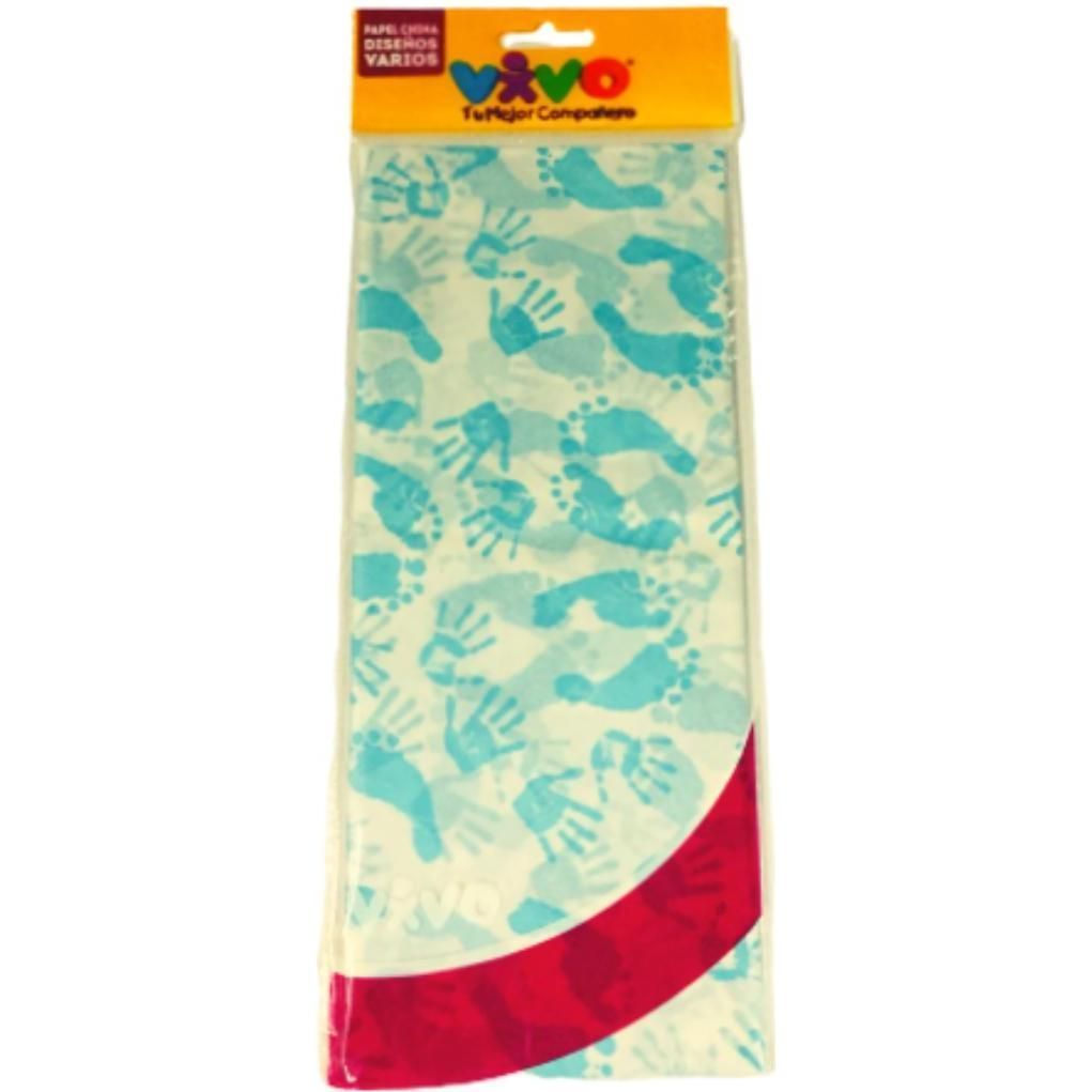 Papel China Huella Azul Vivo