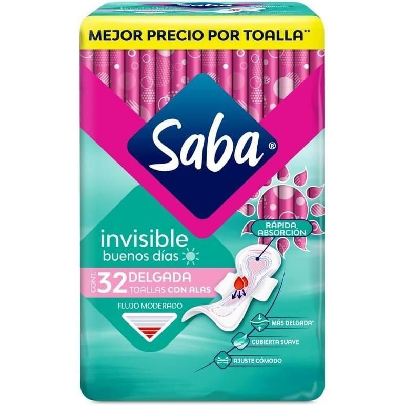 Toalla Saba Invisi C/alas 32u
