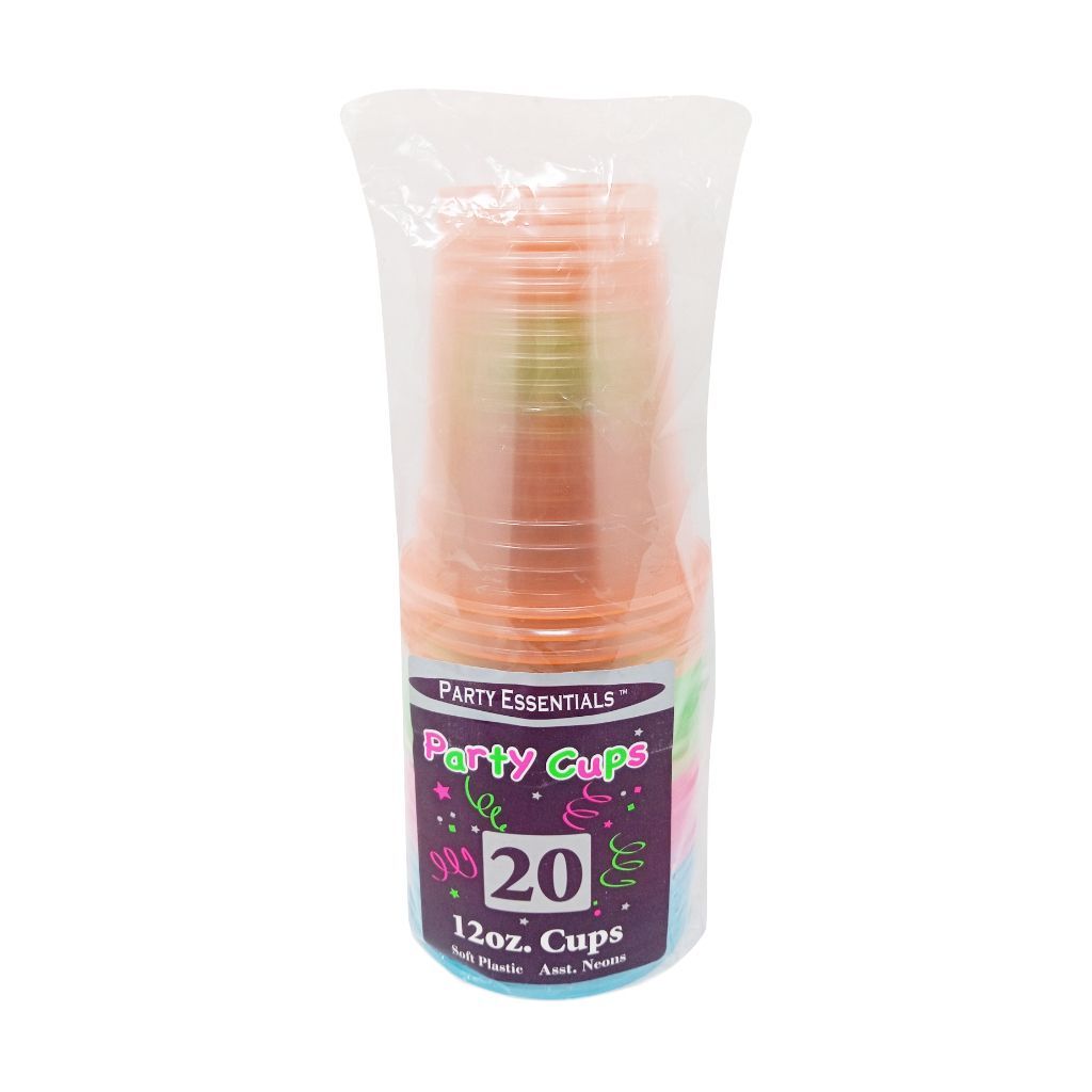 Plastic Cups Neon 20 Ct 12 Oz