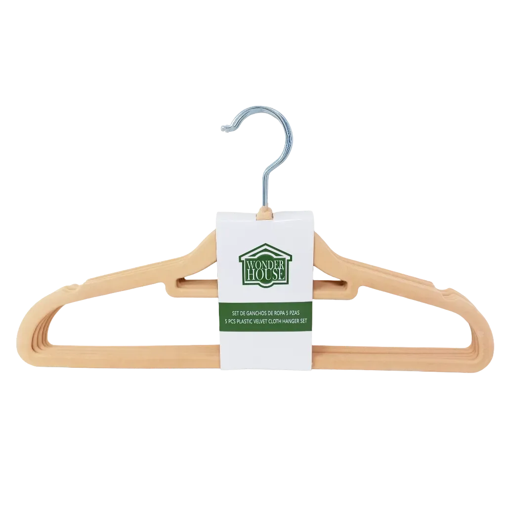 Set 5 Ganchos Plastico Marron