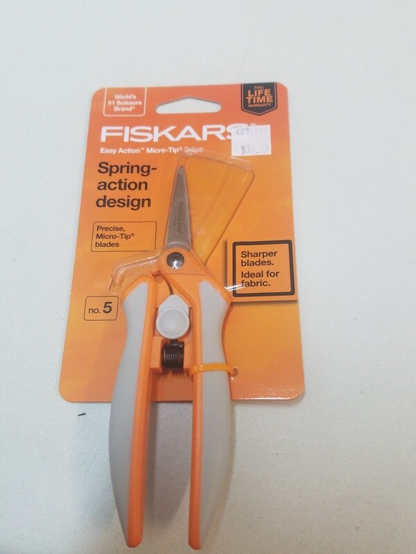 Spring action micro-tip scissors