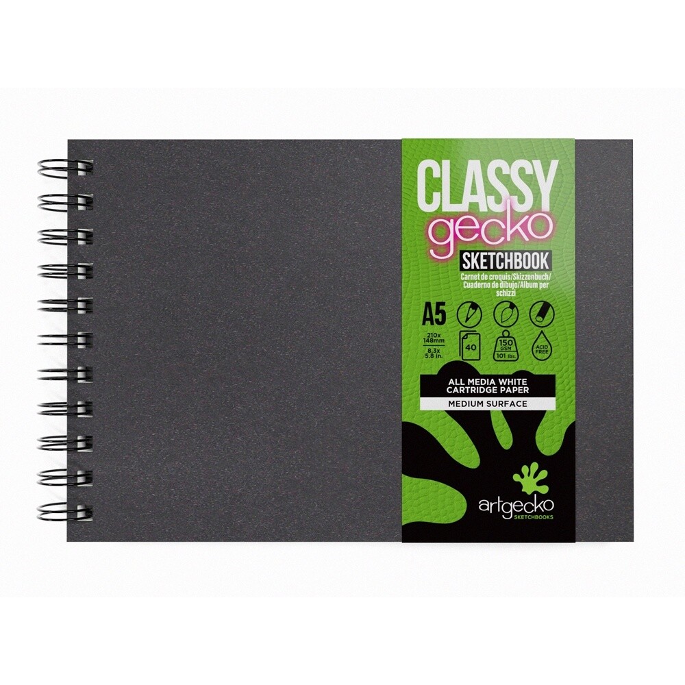 Artgecko Pro Marker Sketchpads, Size: A5 Landscape 80 Pages 40 Sheets 150gsm White Paper