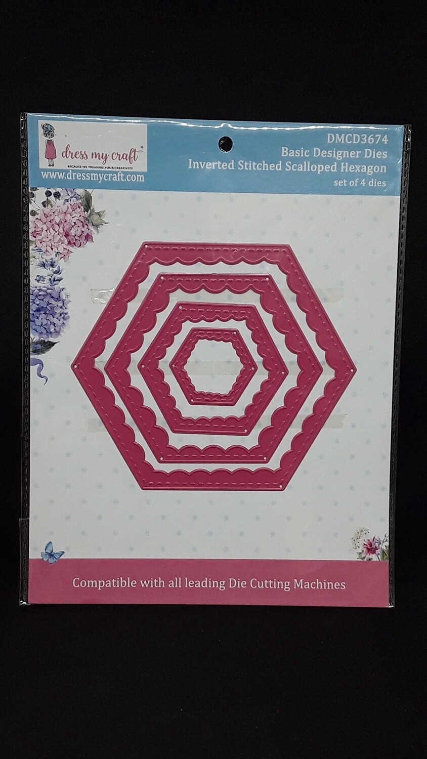 Inverted Stitched Scalloped Hexagon nested Dies