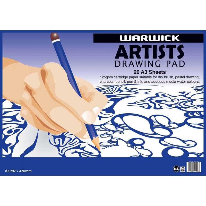 Warwick Pad A3 Artists Drawing 20 Leaf 125gsm