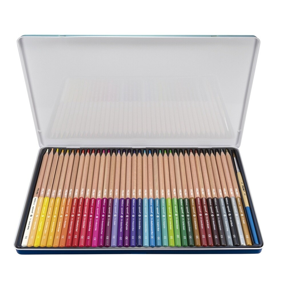 Water Soluble Coloured Hexagonal Pencils Pack 36 Metal Box