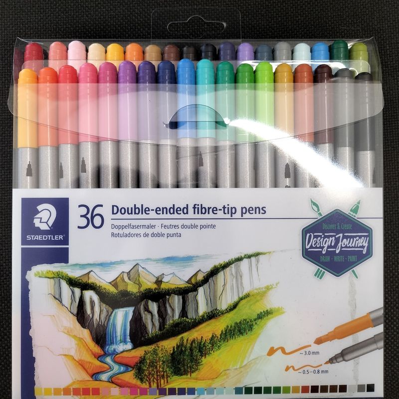 Double ended Watercolour brush pens 1.0 - 6.0mm, 0.5-0.8mm
