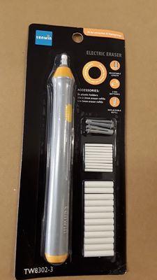 Electric Eraser set, rubbers and clips