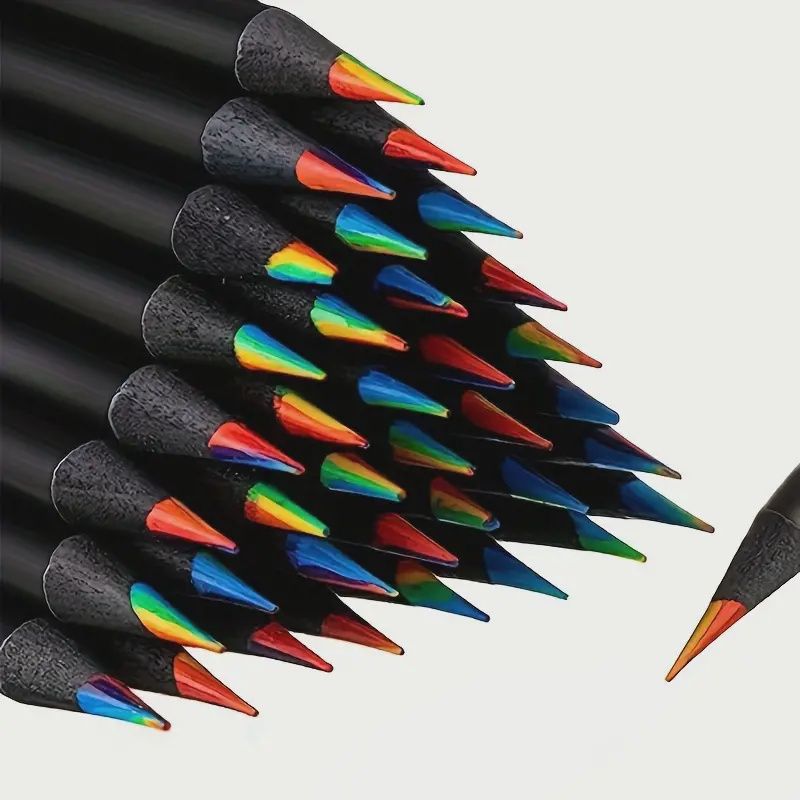 7 Colour Core, Rainbow Watercolour Pencils, Black Barrel