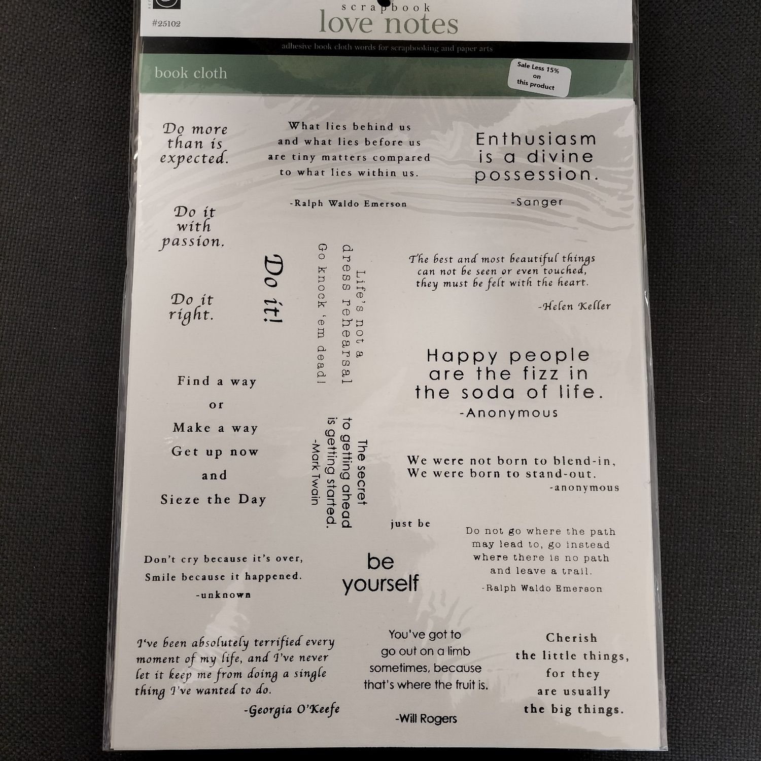 Book Cloth Stickers, Theme: Wise Words
