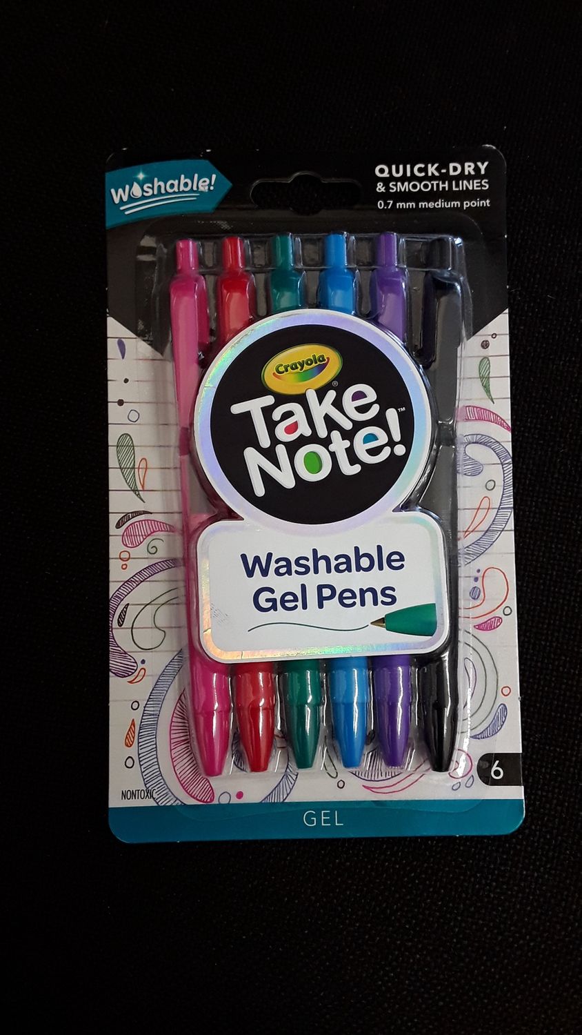 Crayola Take Note Washable Gel pens 6pk