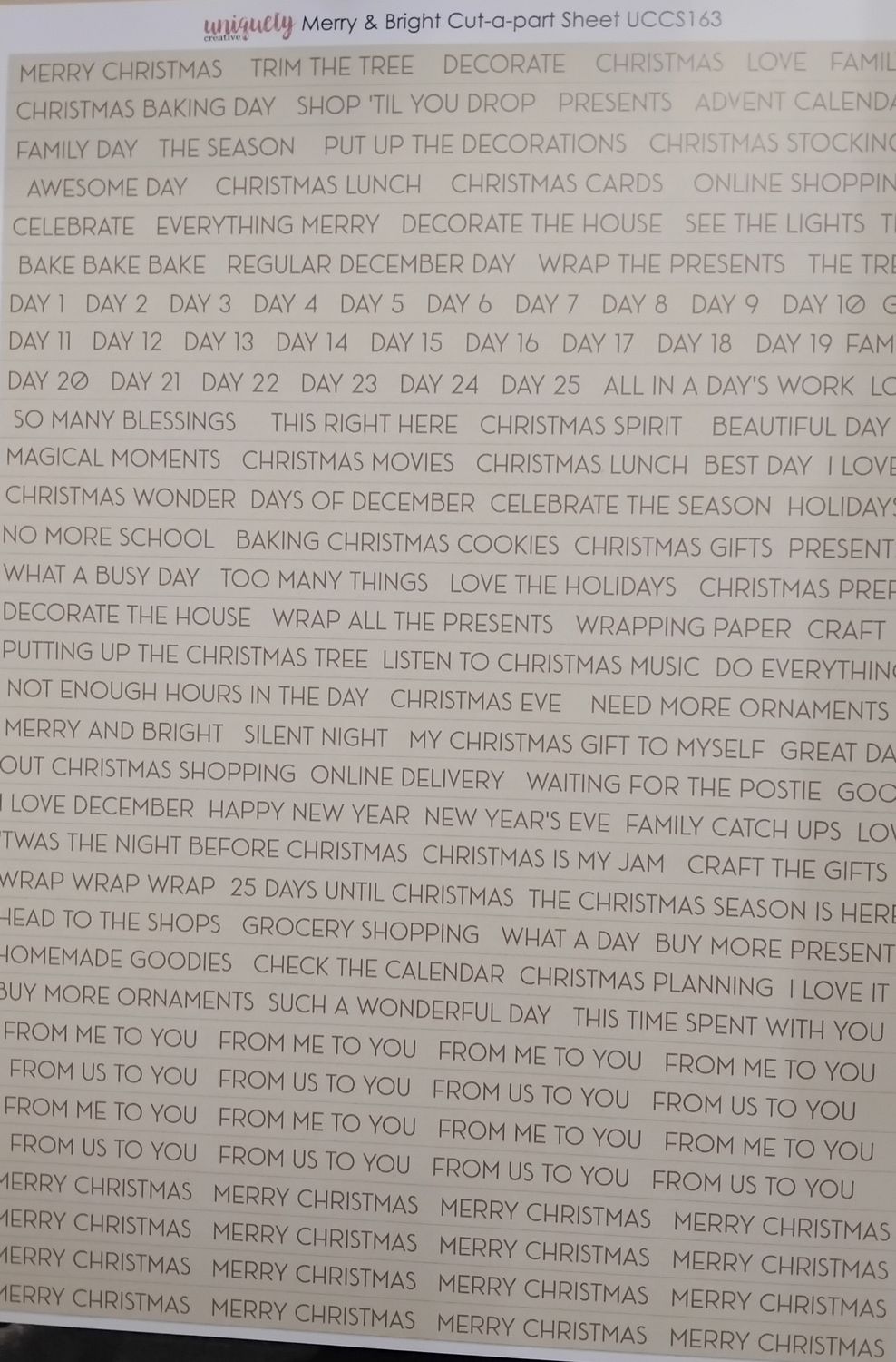 Merry and Bright, Collection: Cut Apart Sheet