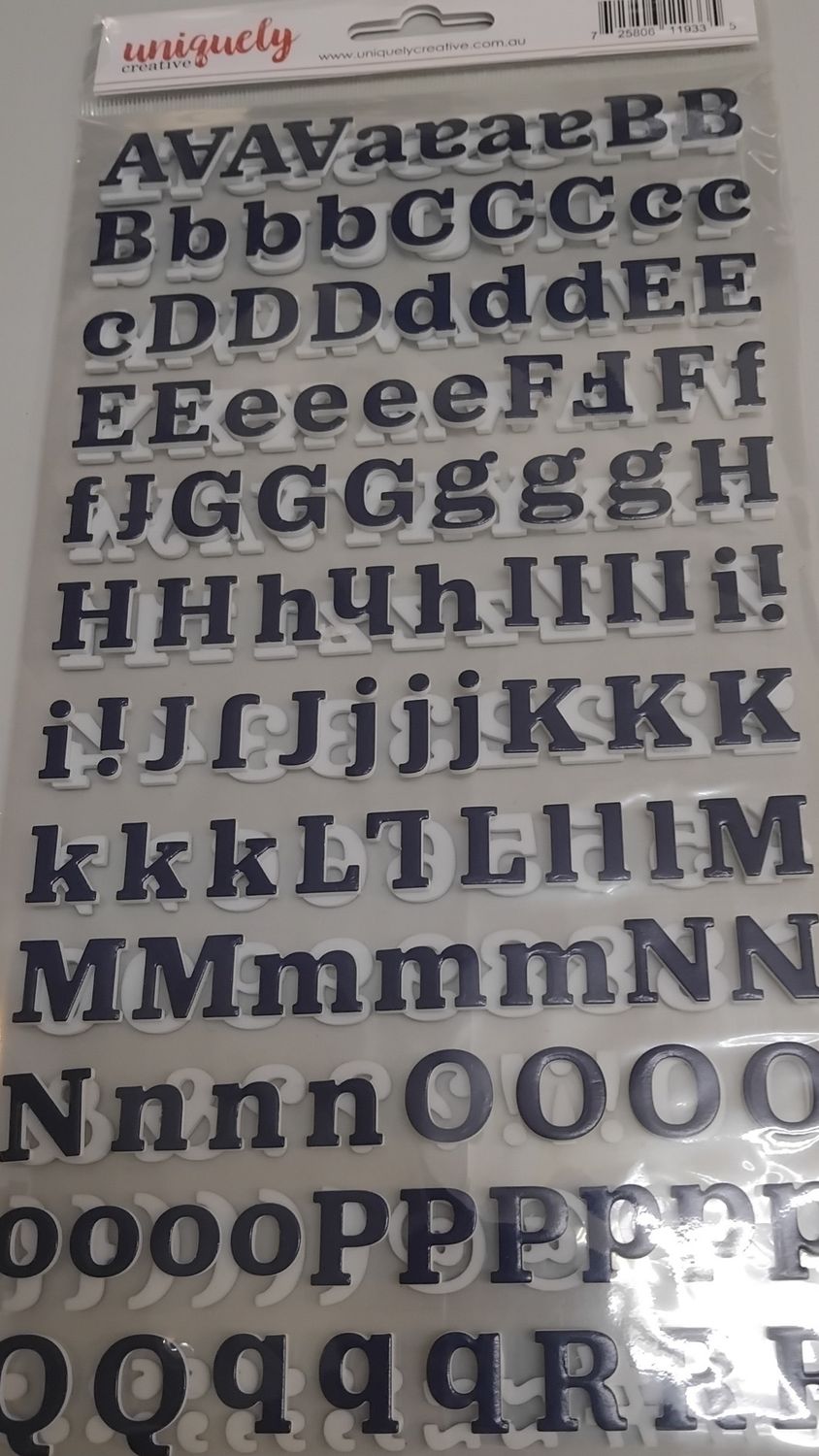 Navy Dimensional Alpha Stickers