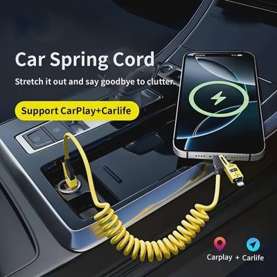 USB Cable -PD- 65W Max 4-in-1 High-Speed Charging Cable - Curly Cord