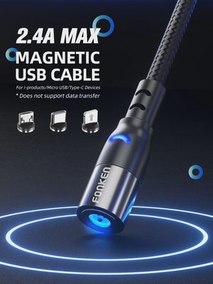 USB &#39;C&#39; - Magnetic Swivel Charge Cable Blue 2Mtr