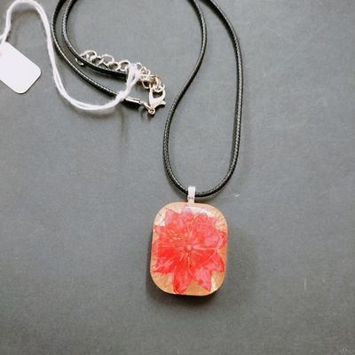 Flower in Resin Pendant Red