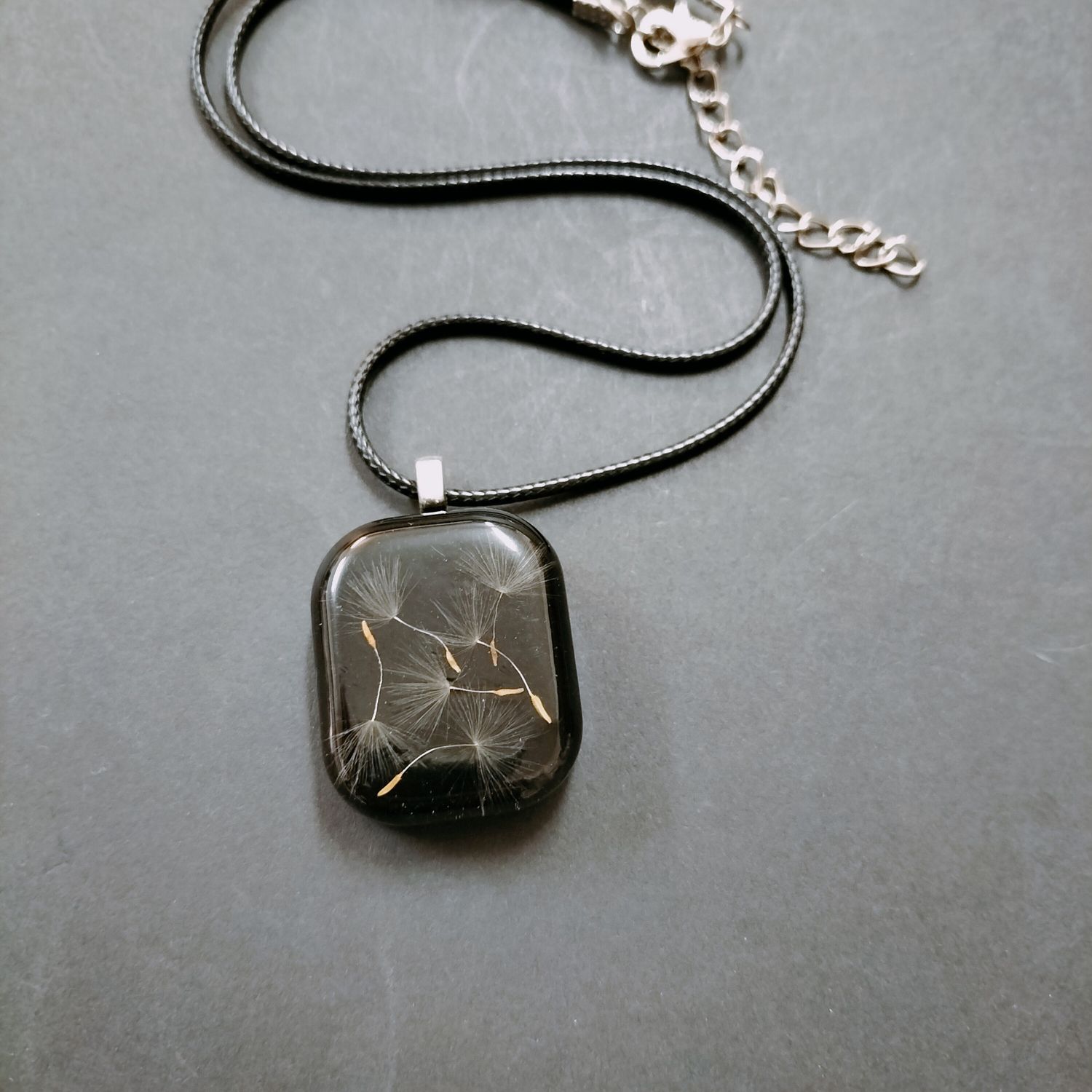 Dandelion in Resin Pendant -Dark Blue with Mica sparkle