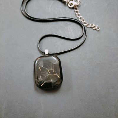 Dandelion in Resin Pendant -Dark Blue with Mica sparkle