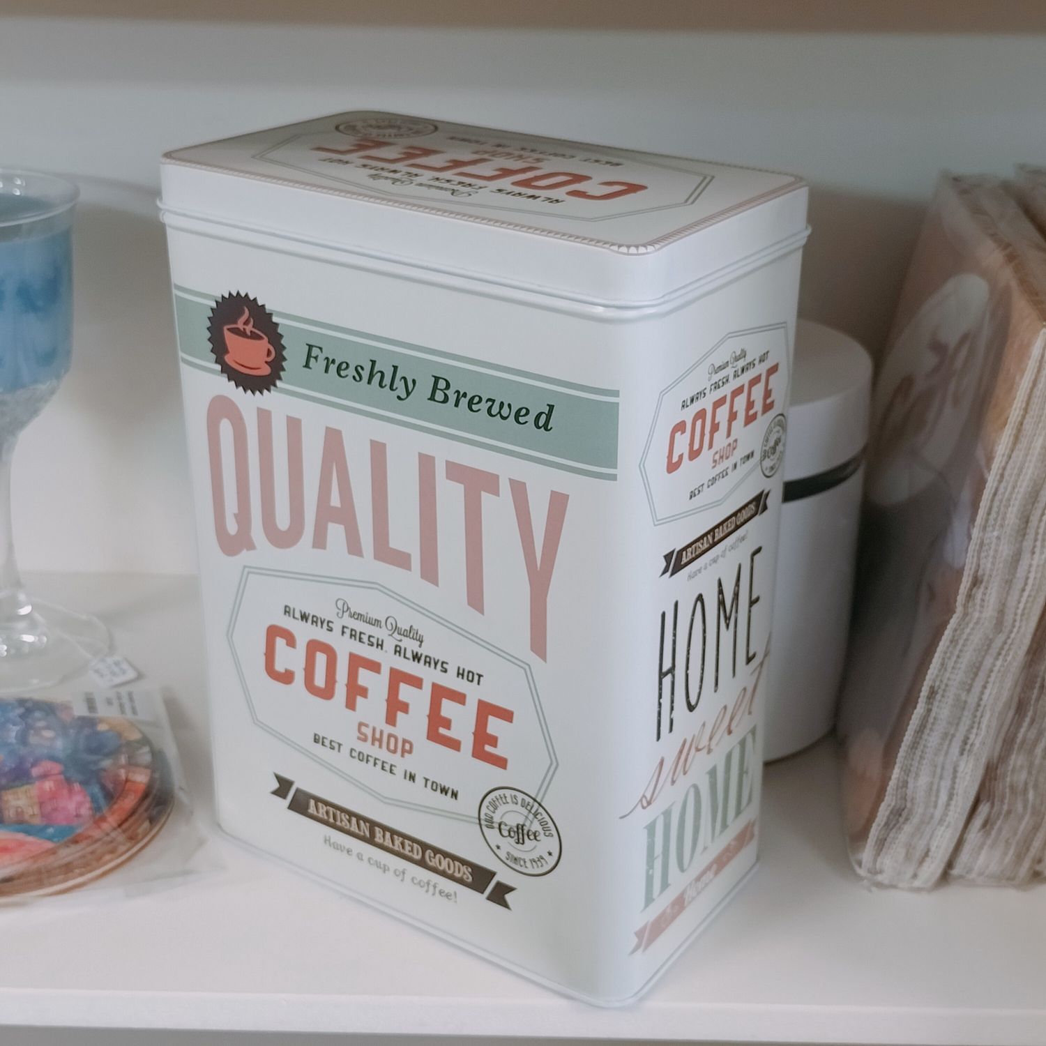 Quality Coffee large rectangular tin