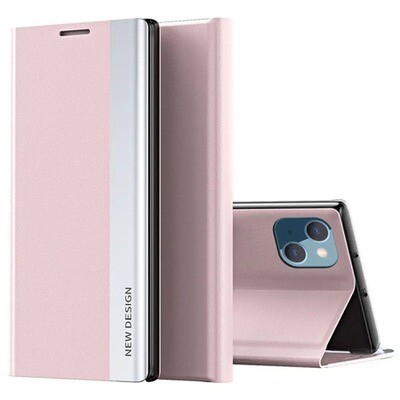 iPhone 14 PU Leather Stand Fodral - Rosa