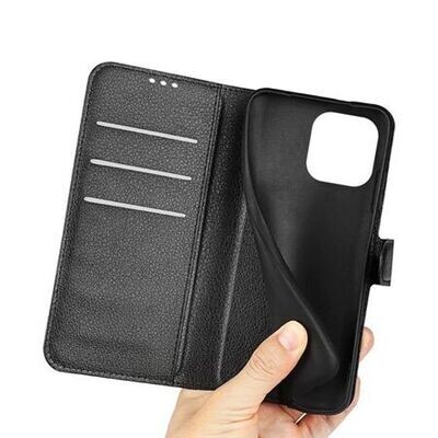 Flip Stand Leather Wallet Case For iPhone 14 Pro Black