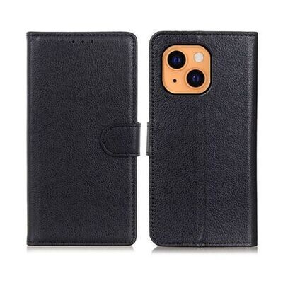 Flip Stand Leather Wallet Case For iPhone 13 Black