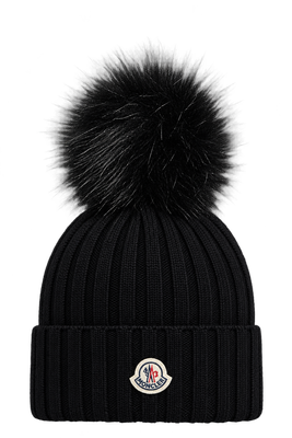 Moncler Wool Beanie with Pom Pom