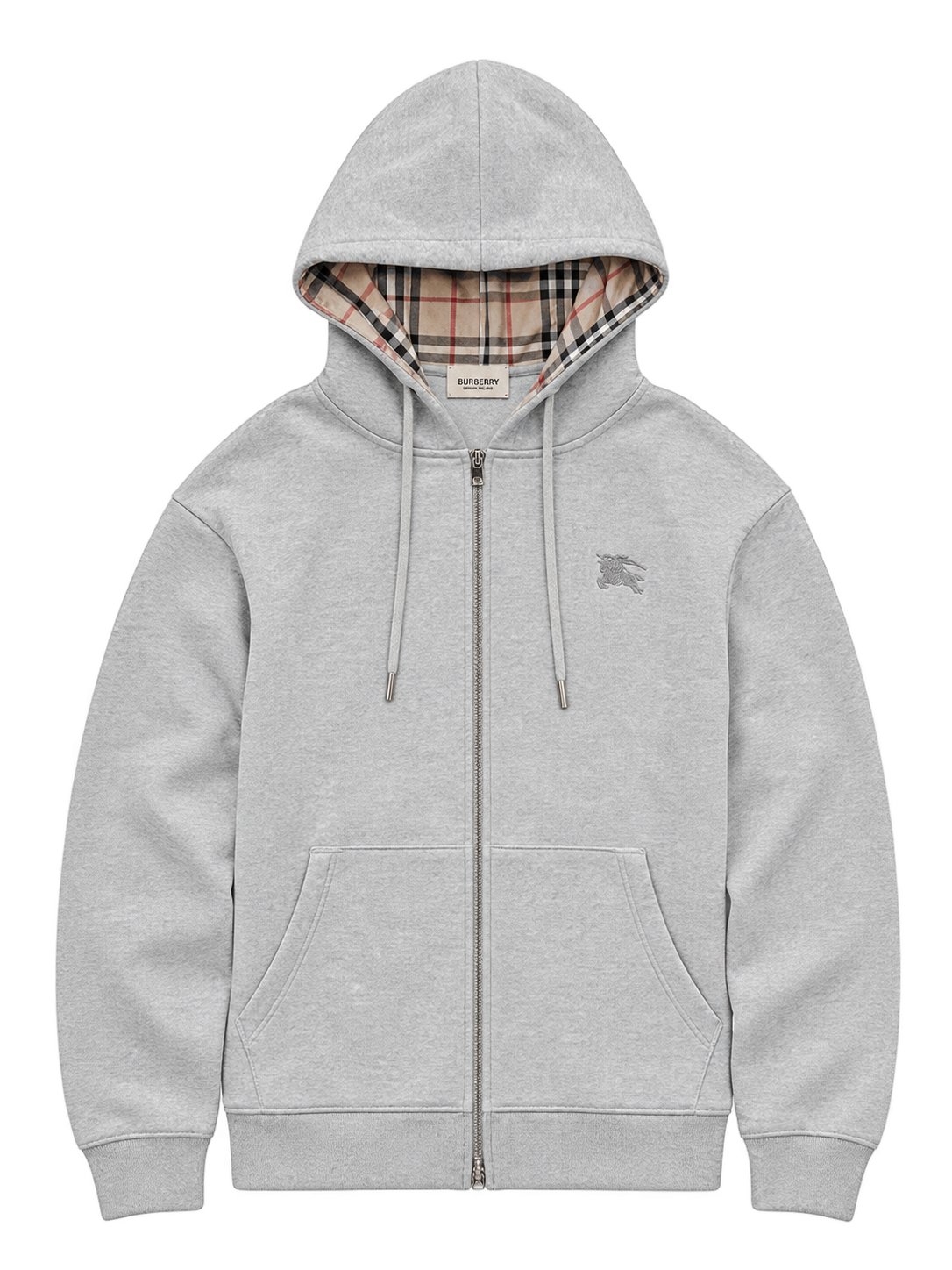 Burberry Hove Check Embroidery Logo Zip Hoodie