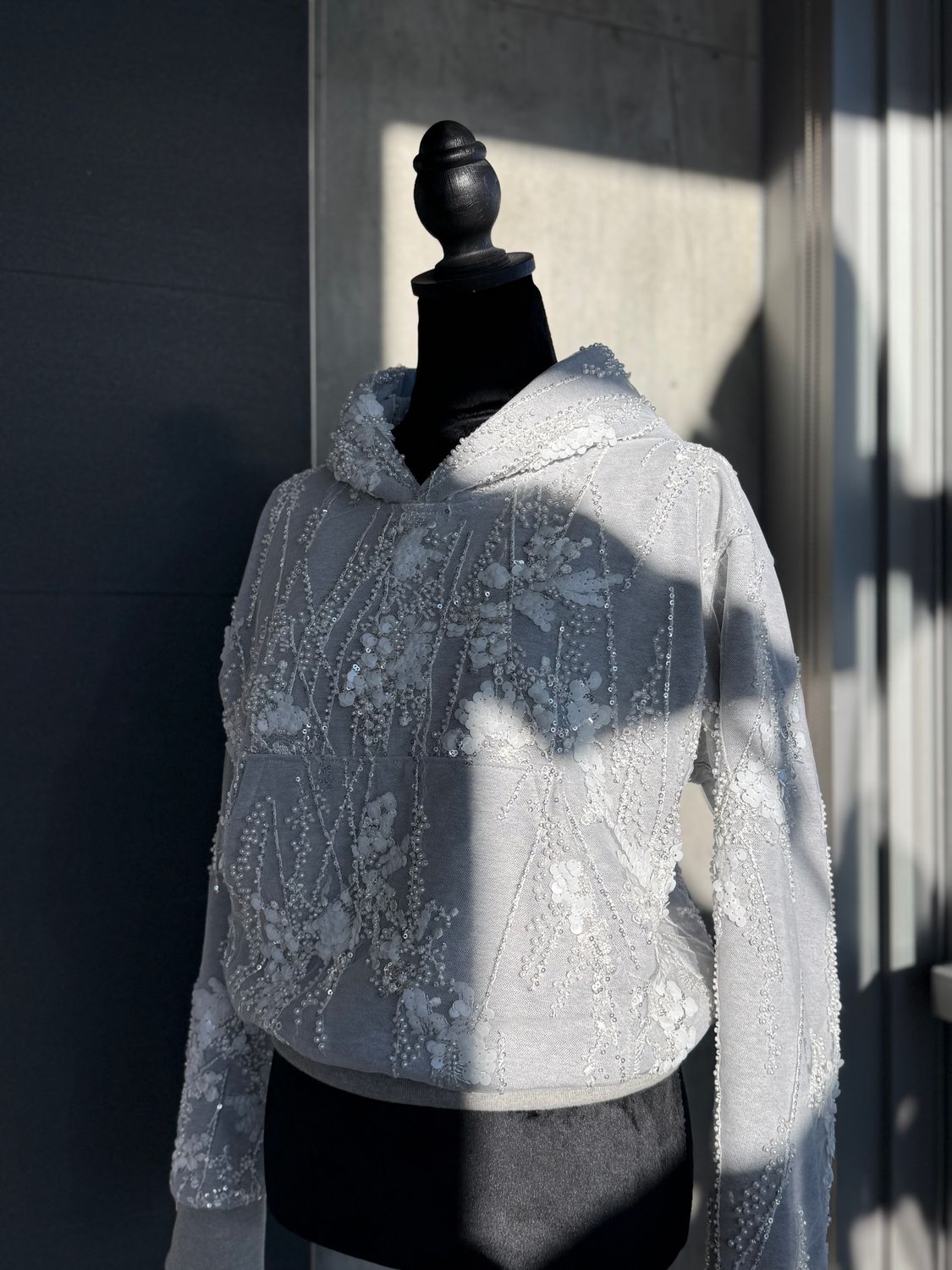 Cropped Bridal Lace Hoodie