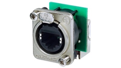 Neutrik etherCON Right Angle RJ45 Feedthrough Ethernet Receptacle (Nickel)