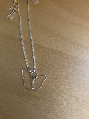 Butterfly necklace 925 silver, with neck chain 45cm. Green silver 925/Aventurine heart with 925 silver chain 42cm.