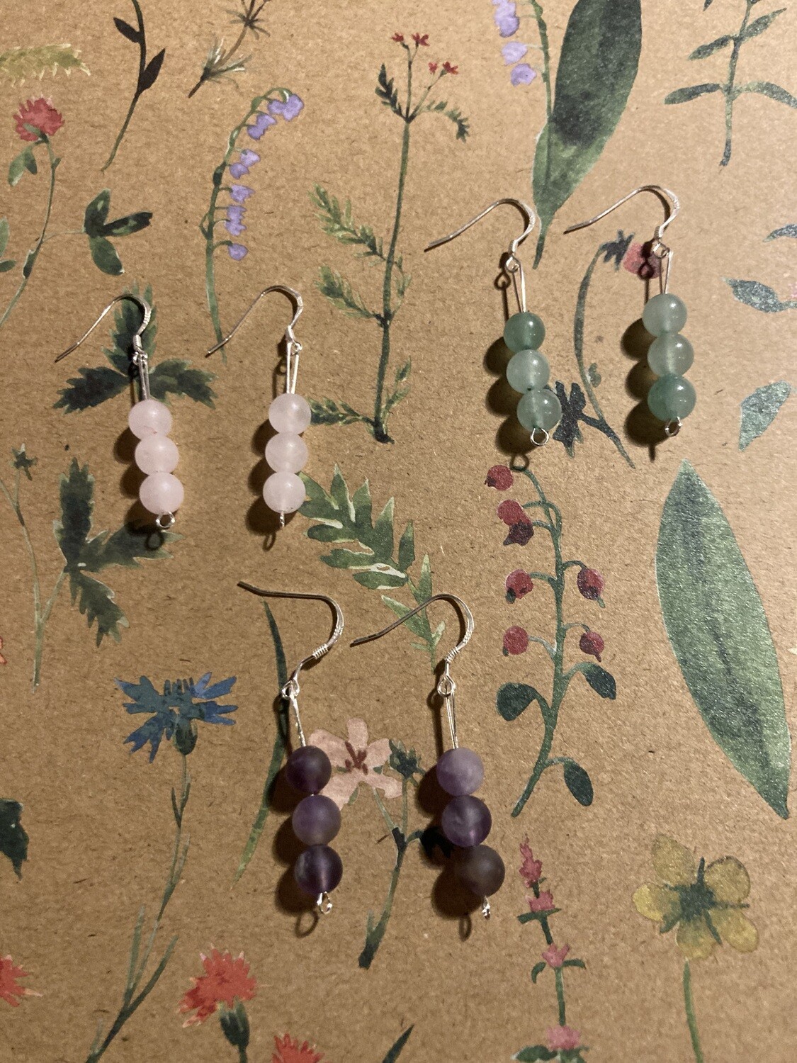 925 silver earrings, with amethysts, rose quartz and aventurine. 💖 €40 a pair.