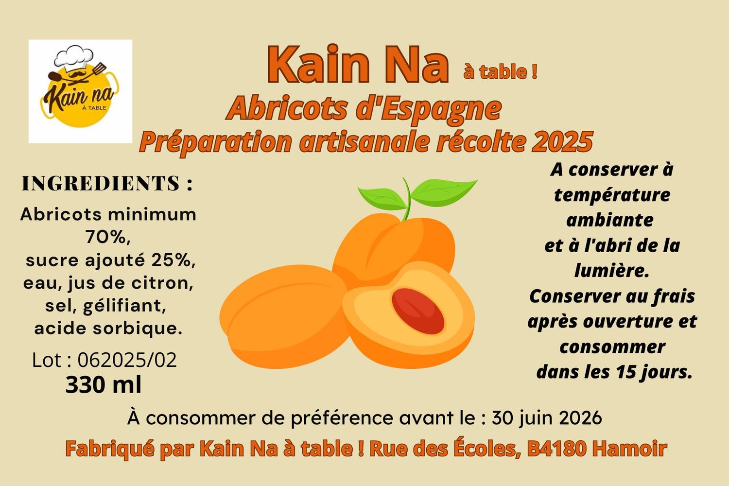 Préparation aux abricots d&#39;Espagne