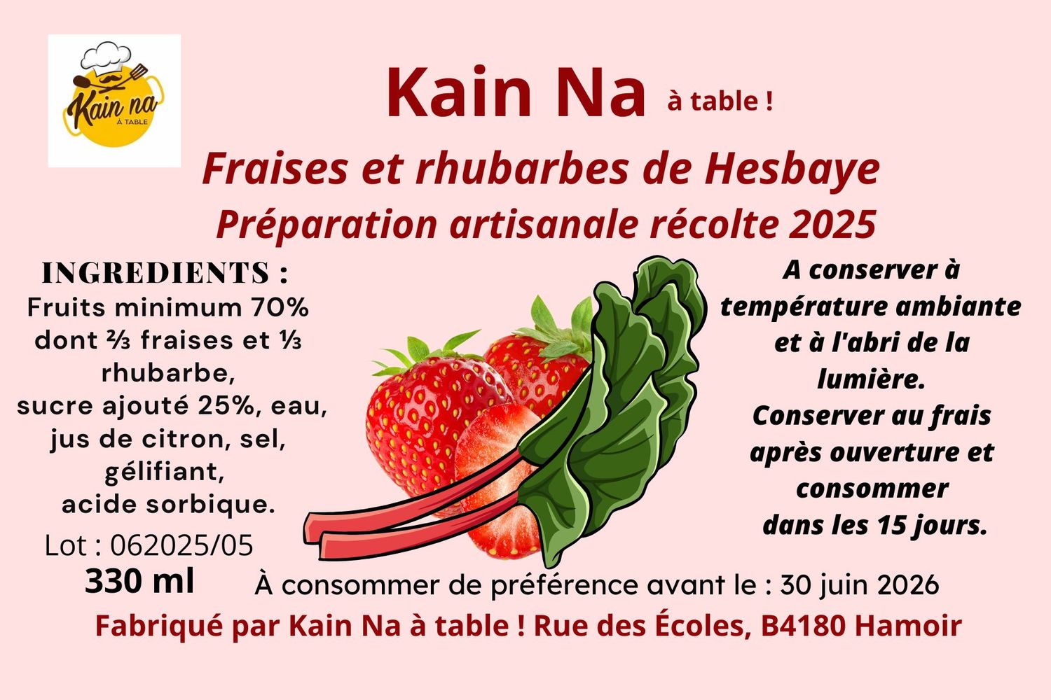 Préparation aux fraises et rhubarbes de Hesbaye