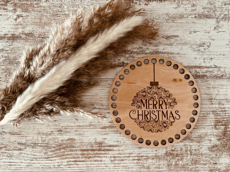 Holzboden mit Gravur als Türschild, Bild oder Korbboden - Winter/Weihnachten