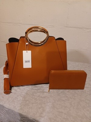 Large 2-IN-1 ROUND TOP METAL HANDLE SATCHEL SET
