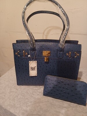 Large 2-IN-1 OSTRICH PADLOCK SATCHEL SET