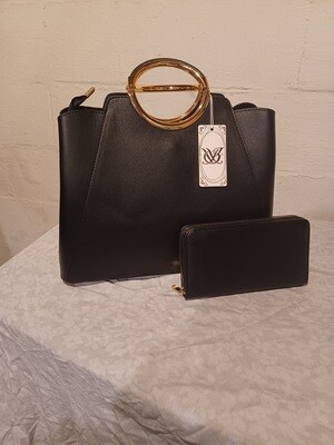 Large 2-IN-1 ROUND TOP METAL HANDLE SATCHEL SET