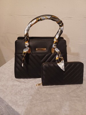 Chevron Quilted Scarfed 2-in-1 Satchel Set