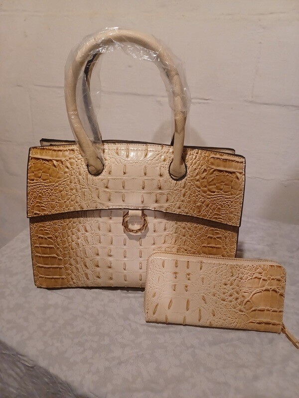 Large 2-IN-1 CROCODILE SATCHEL SET