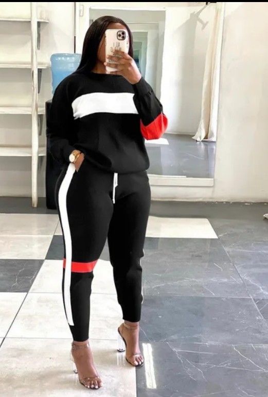 Women casual sweat suits - L, XL, XXL /Blk-wht-red