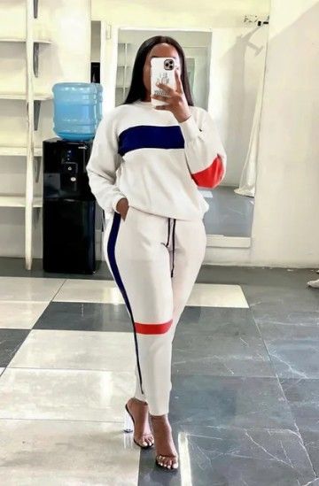 Women casual sweat suits - L, XL, XXL/ Wht-blu-red
