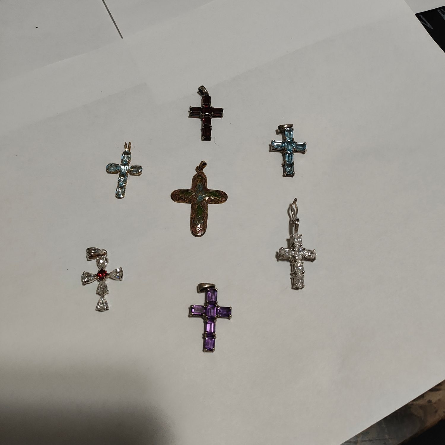 7 Piece Cross set Sterling &amp; Gold