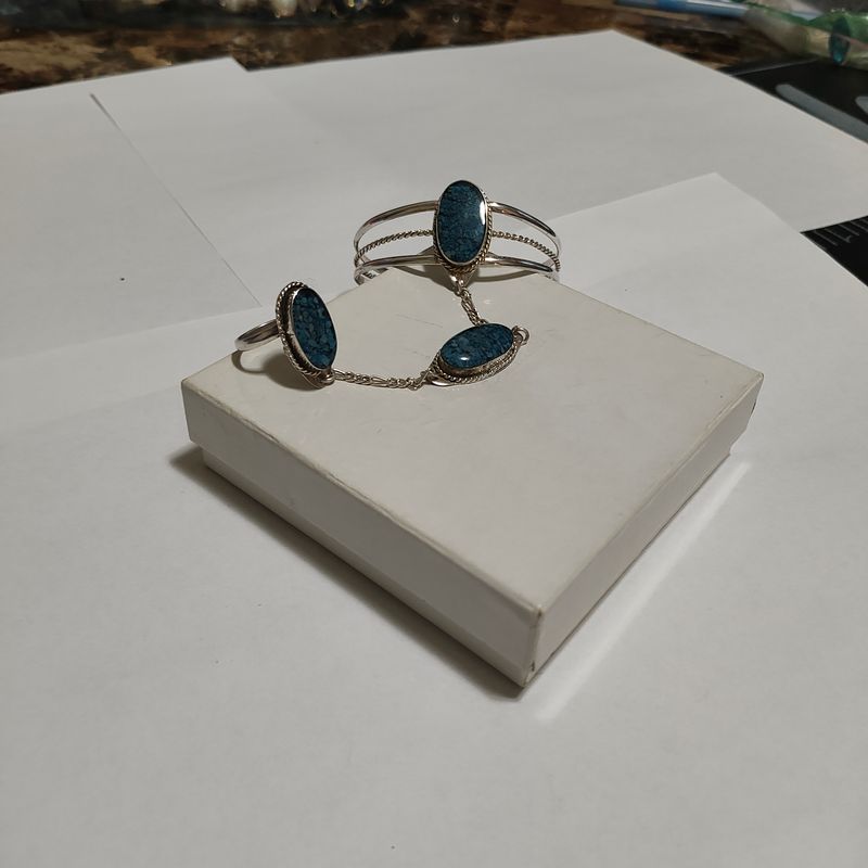 Turquoise 3 bar ring/ bracelet combo