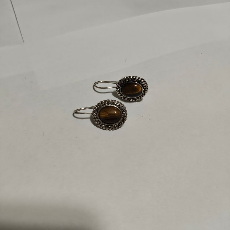 Sterling silver tiger eye stone ear rings