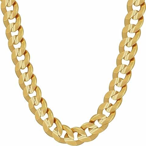Cuban Link Chain Necklace Men 24k Gold 20 in