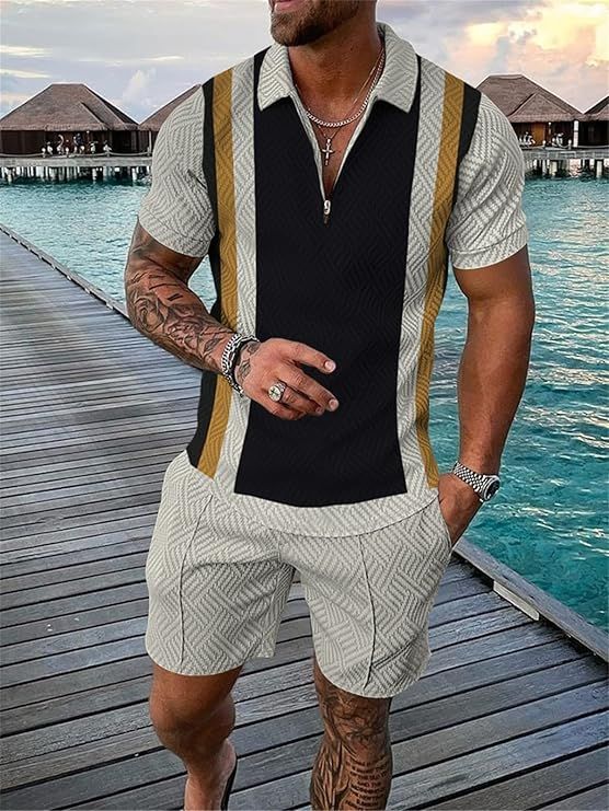 Men’s Polo shirt and short set. Multi colors