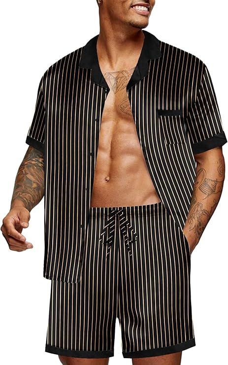 Ekouaer Men Satin Silk Pajamas Set with Pockets. Multi colors