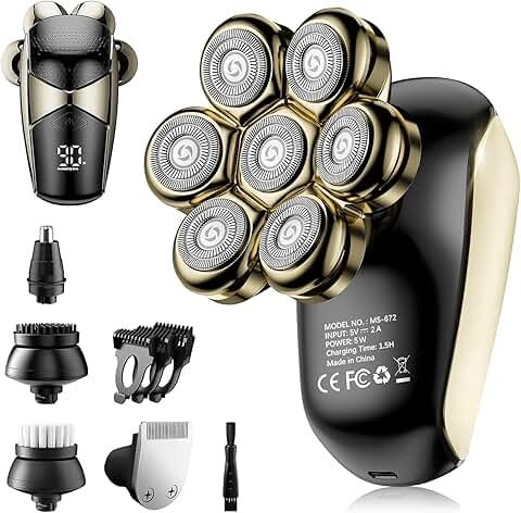 Detachable SHPAVVER 5 in 1 Electric Razor IPX7 Waterproof for Men