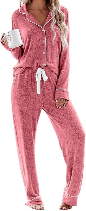 Aamikast Women&#39;s Pajama Sets Long Sleeve Button Down  soft Sleepwear Lounge Sets. Variety or colors